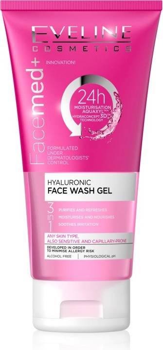 Eveline Facemed Hyaluronic Face Wash Gel 150ml tube studio shot