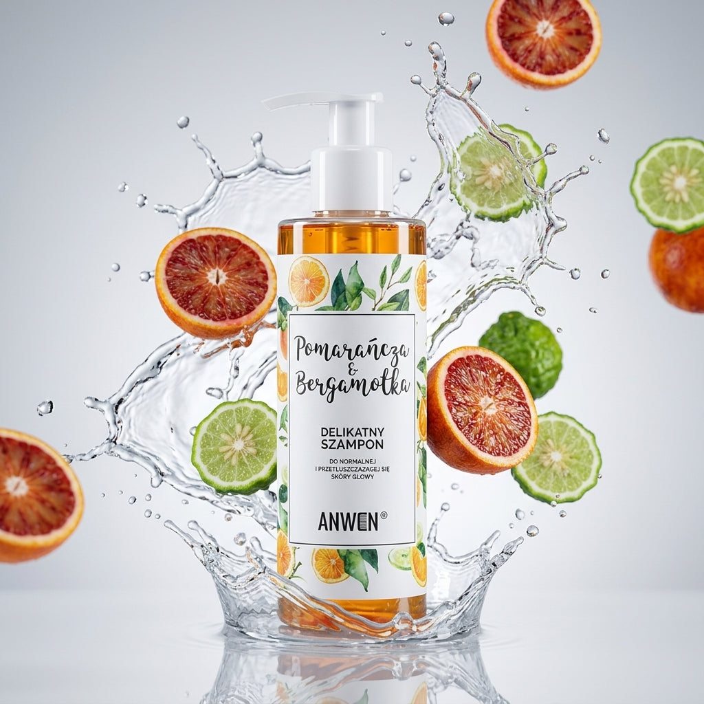 Anwen Orange & Bergamot Gentle Shampoo 200ml - Refreshing Clean Water Splash with Floating Orange and Bergamot Slices