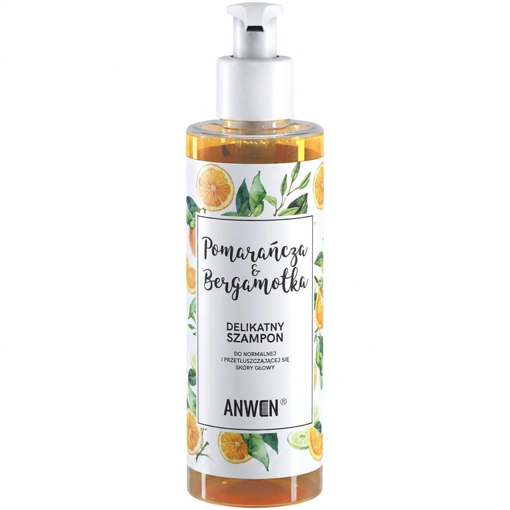 Anwen Orange & Bergamot Gentle Shampoo 200ml - Premium Front Bottle Shot on Pure White Background