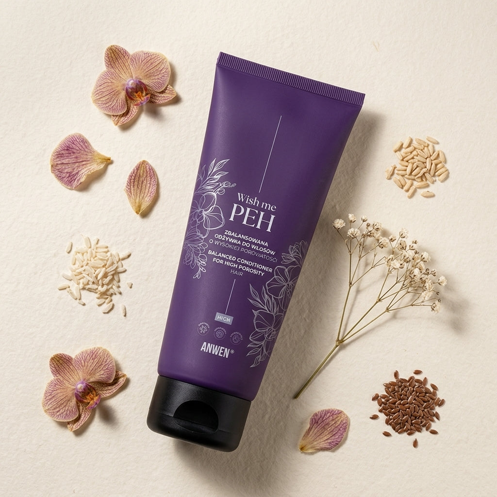 Anwen Whish me PEH Balanced Conditioner for High Porosity Hair 200ml flat lay arrangement