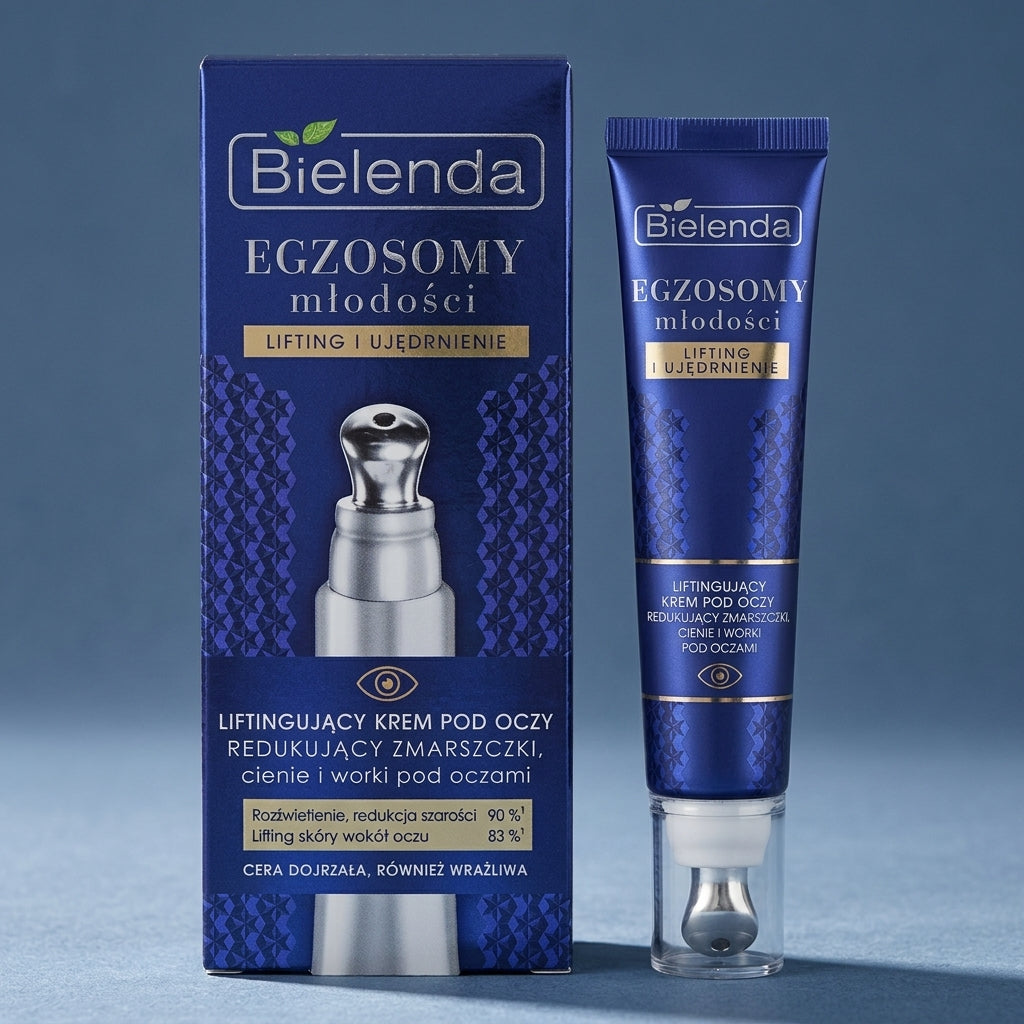 Bielenda Exosomes of Youth Eye Cream tube and packaging box studio shot
