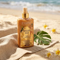 Eveline Brazilian Body Highlighter on beach towel under warm natural sunlight - Lifestyle scene